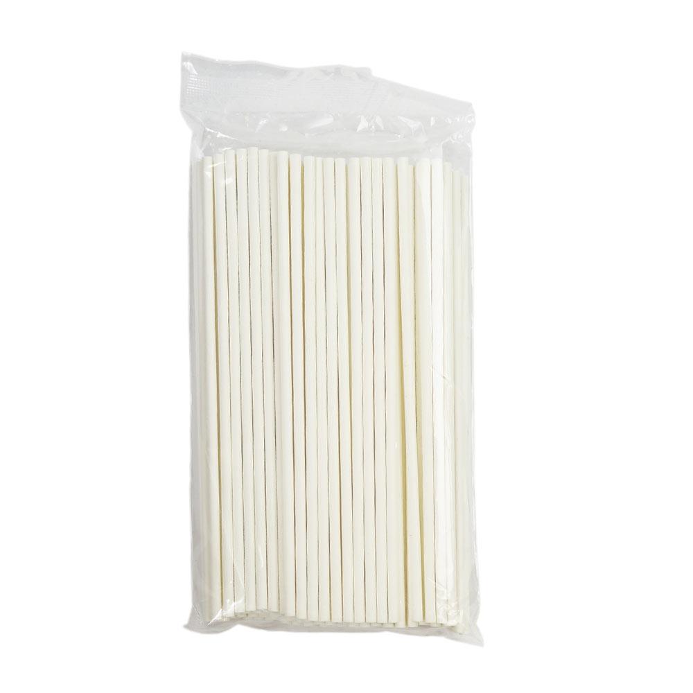 Paper Lollipop Sticks White 3.5x150mm 100pcs Artigee